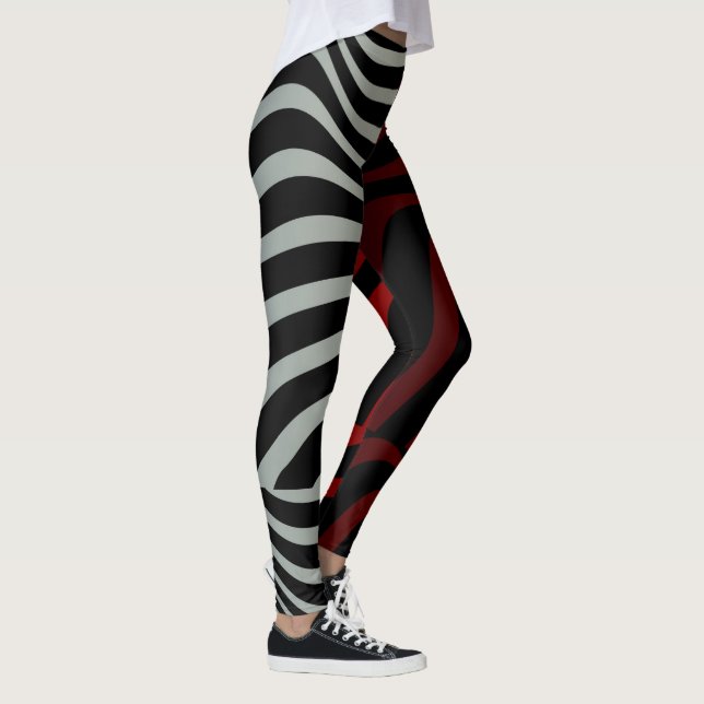 Padrão Zebra Stripes - Leggings Vermelhas 3D (Direita)