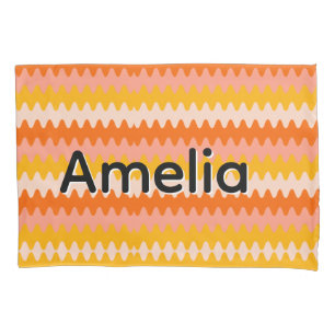 Padrão Zig Zag Moderno Amarelo, Laranja e Branco