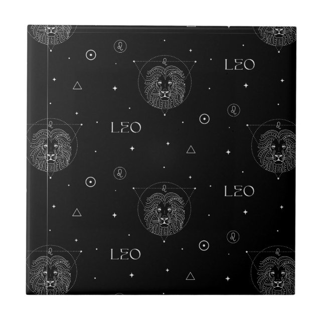 Padrão Zodíaco de Leão em Preto e Branco (Frente)