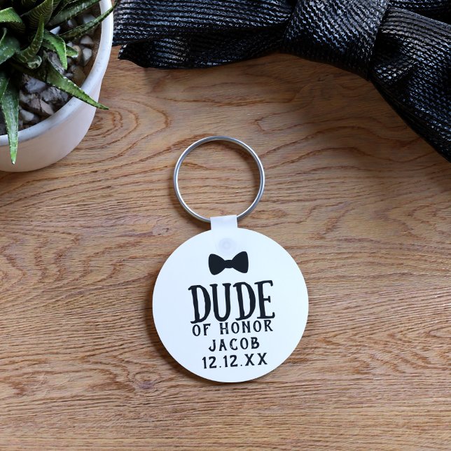 Padrinho de casamento  Júnior Chaveiro de Casament (Add your name and wedding date to this funny Dude of Honor keychain)