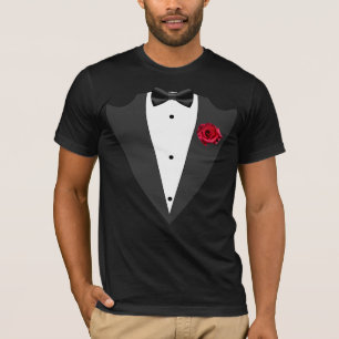 Padrinho de smoking, camisa preta e branca para pa