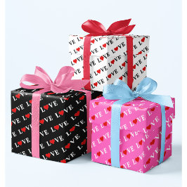 Padrões cor-de-rosa-branco-preto AMOR minimalista