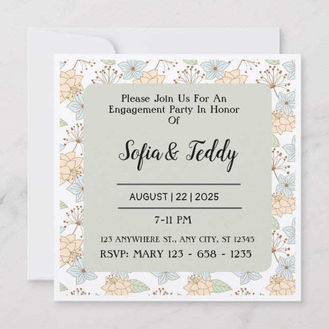 Padrões de Convites de Casamento Florais (Frente)