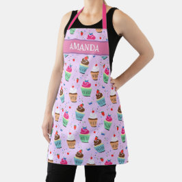 Padrões de cupcake de cartoons, doce sobra, nome d
