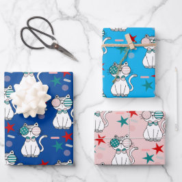 Padrões de estrelas de gatos patrióticos e bonitos