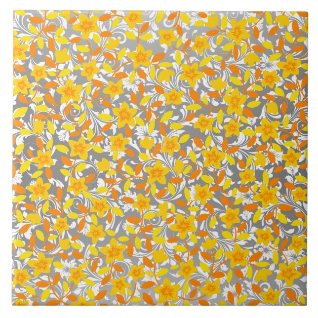 Padrões de flores laranja amarelo branco fofos (Frente)