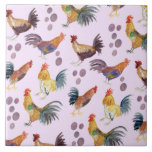 Padrões de Galinhas e Ovos Coloridos Púrpura de Aq<br><div class="desc">Vejam estas coloridas galinhas e ovos com aquarelas neste azulejo cerâmico agradável. Use-o na sua cozinha! Adicione seu próprio texto também. Avise-me se quiser algo personalizado.</div>