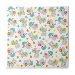 Padrões De Lhamas, Llamas Cutas, Alpacas, Flores