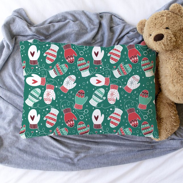 Padrões de Mittens de Natal Cozy no inverno (Winter Mittens Pillowcase)
