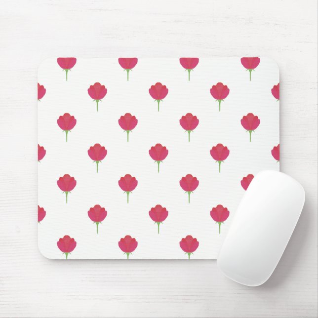 Padrões de mousepad flor de tulipa rosa exuberante (Com mouse)