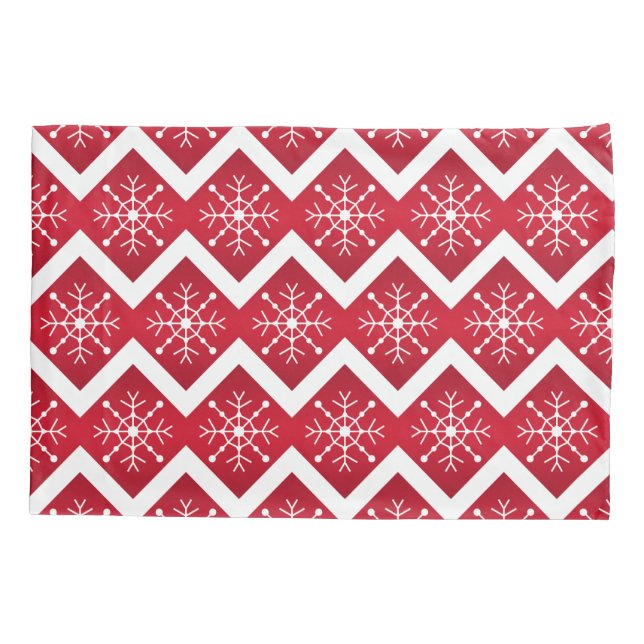 Padrões de Neve de Natal Vermelho e Branco Chevron (Verso)