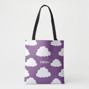 Padrões de Nuvens Brancas - Tote Bag Púrpura Perso