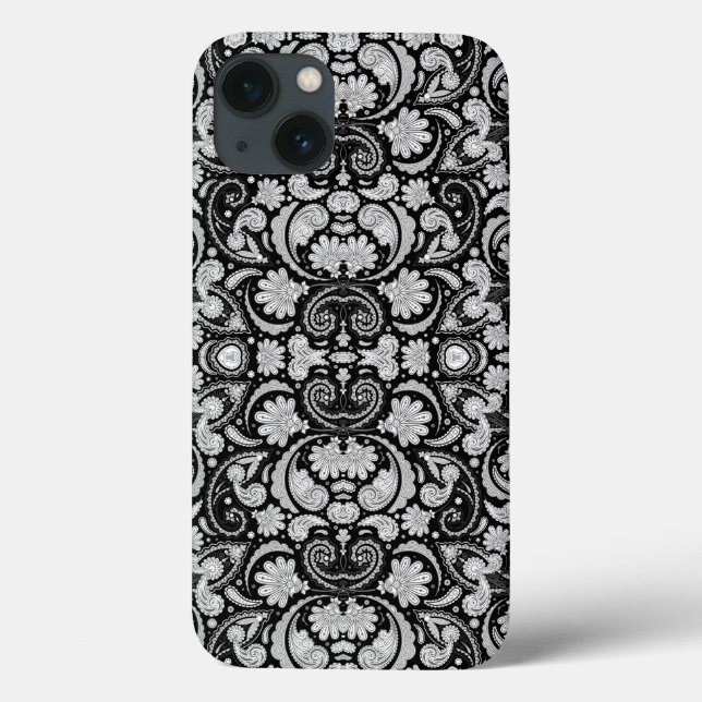 Padrões de paisley preto e branco vintage fofos (Verso)