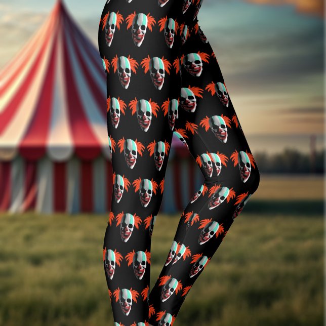 Padrões de Palhaço do Halloween do crânio Leggings (Spooky clown pattern leggings for your Halloween shenanigans. You'll not see another pair of these! )