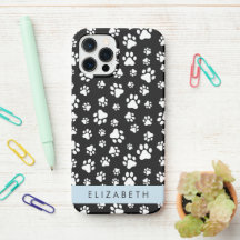 Padrões de pata, patas de cão, preto e branco, seu