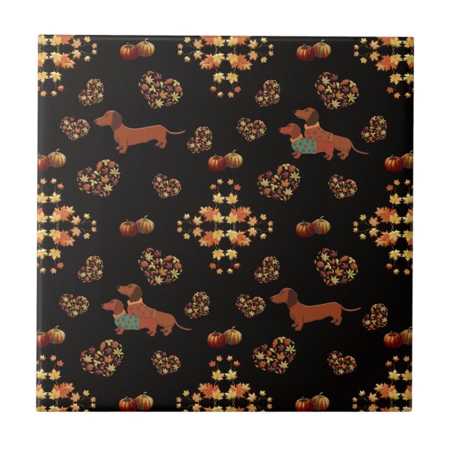 Padrões de Queda Elegante de Dachshund: Blooms de  (Frente)