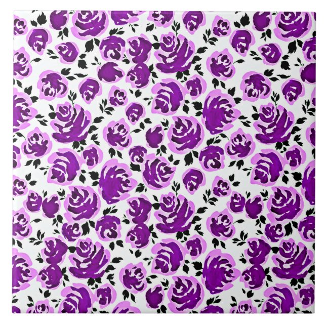 Padrões de rosas violeta branca fofa (Frente)