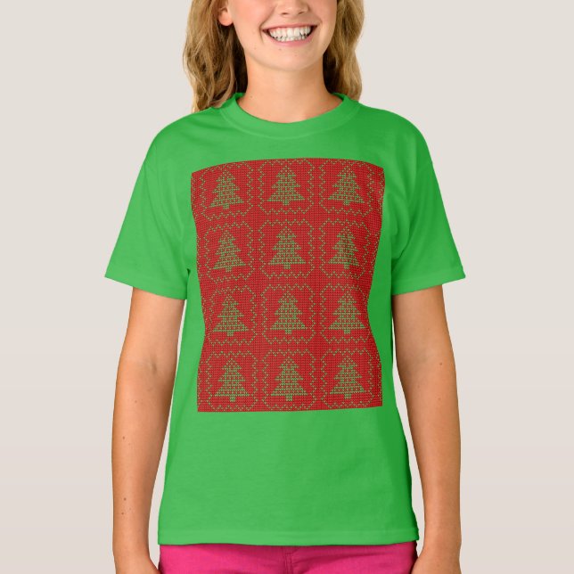 Padrões de suéter feio da árvore de Natal Cozy (Frente)