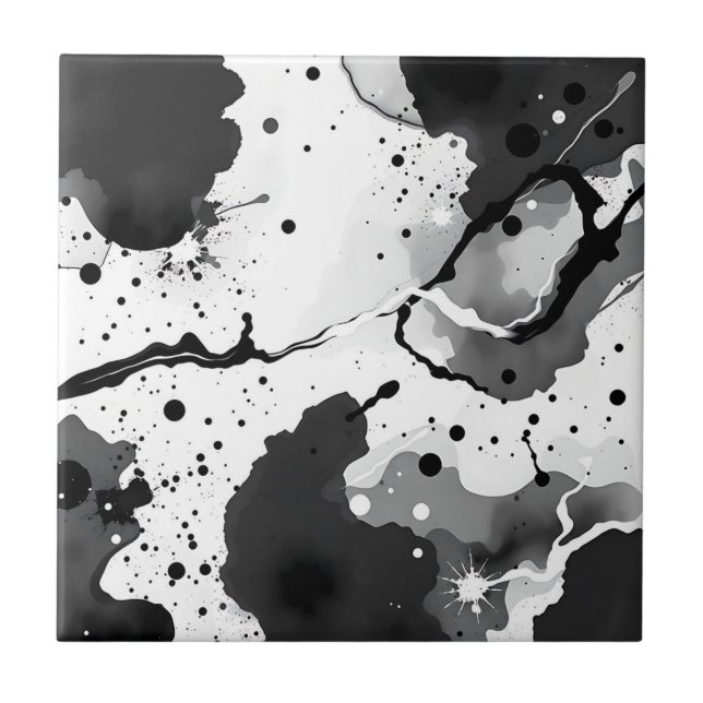 Padrões de tinta fluida preta e branca com resping (Frente)