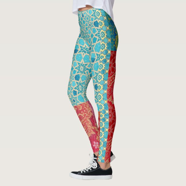 Padrões de Turquesa Vermelha ORIENTAL - Leggings (Esquerda)