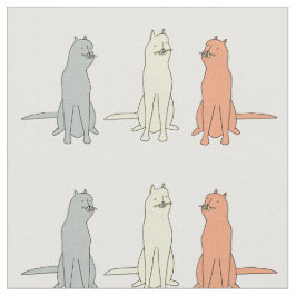 Padrões Engraçados De Tecido De Gato Com Três Gato