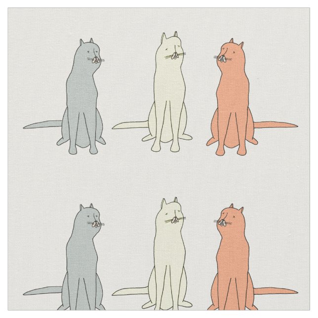 Padrões Engraçados De Tecido De Gato Com Três Gato (Detalhe)