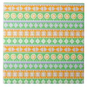 Padrões étnicos verdes laranja fofos design