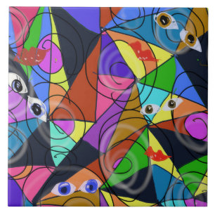 Padrões Geométricos Abstratos Surreais com Olhos