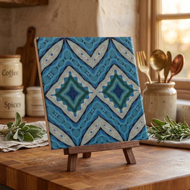 Padrões Geométricos do Mosaico Azul e bege (Criador carregado)