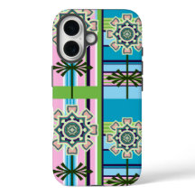 Padrões geométricos e flores de fantasia