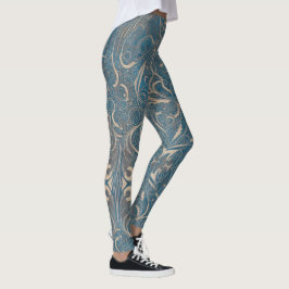Padrões Góticos Leggings Azuis