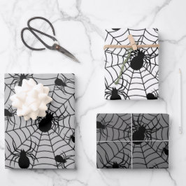Padrões negros de aranhas brancas teias