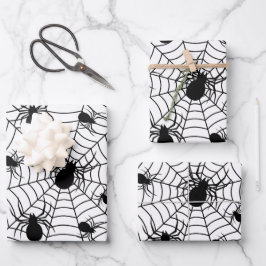 Padrões negros de aranhas brancas teias
