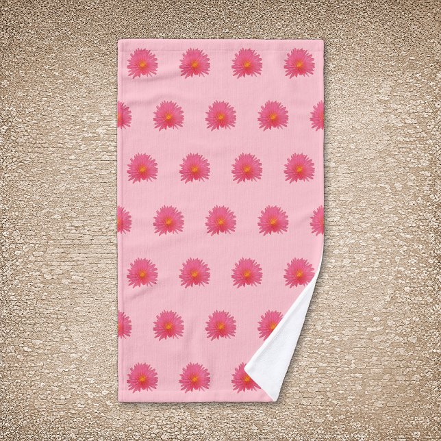 Padrões sem soldadura da Atenia Rosa na Toalha da  (Pink Aptenia flower seamless pattern on hand towel)