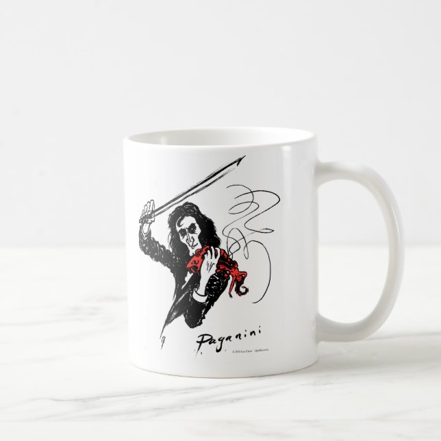 Paganini que joga a caneca vermelha do violino (Direita)