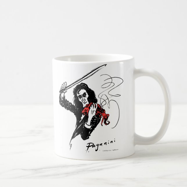 Paganini que joga uma caneca vermelha do violino (Direita)