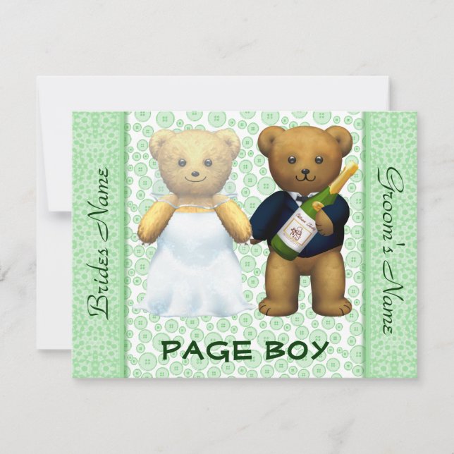 Page Boy - Convite de casamento Verde da Apple Bea (Frente)