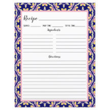 Página Binder de Receita de Azulejo do Mediterrâne