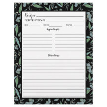 Página Binder de Receita do Padrão Eucalyptus Pret