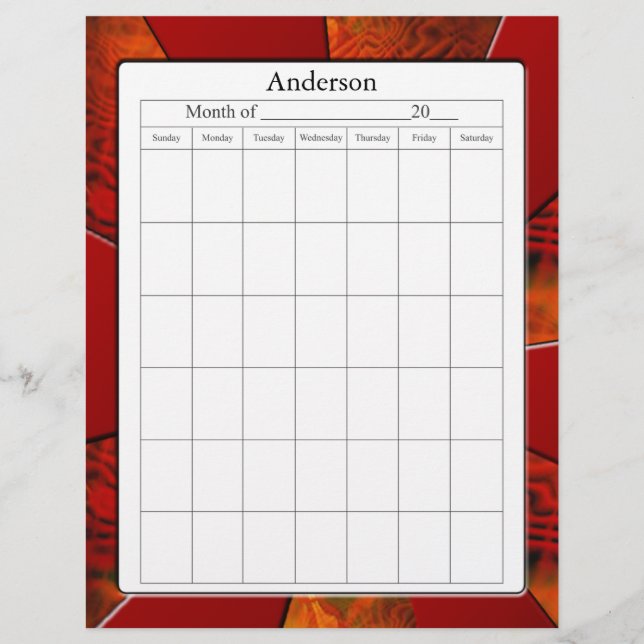 Página Calendário do vazio (Frente)