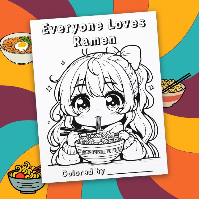Página Color Me | Anime Girl Eating Ramen (Criador carregado)