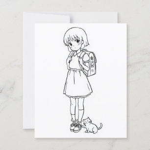 Página Color Me para Crianças Anime kitten