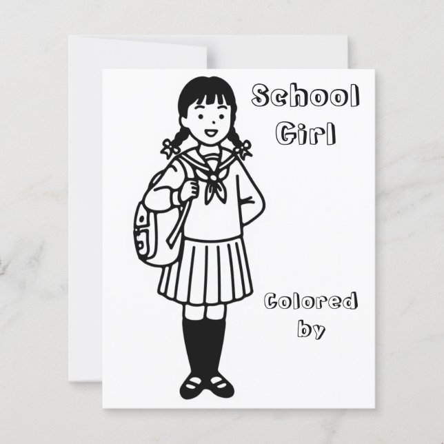 Página Color Me para Crianças | Garota da Escola d (Frente)