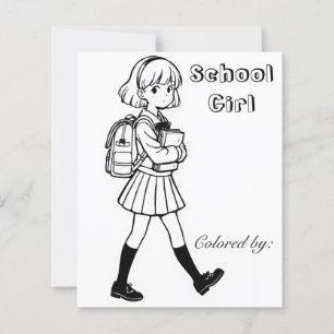 Página Color Me para Crianças Garota da Escola d