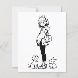 Página Color Me para Crianças Gato de coelho ani