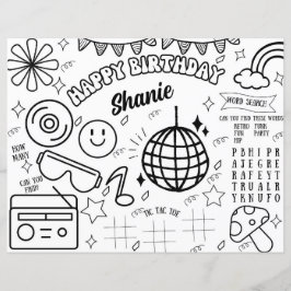 Página de Atividade de Colorir Aniversário Groovy