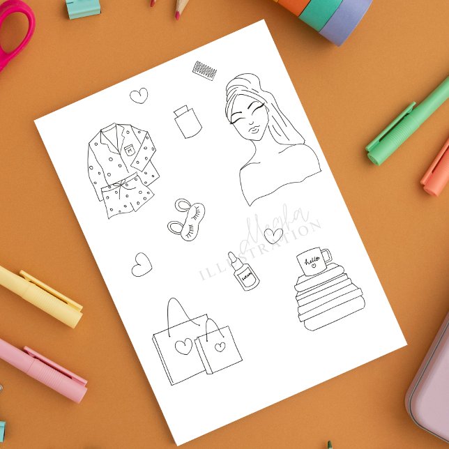 página de autocuidados, coloração, (Criador carregado)