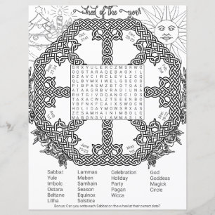 Página de Caça-Palavras da Roda do Ano Wicca Pagã