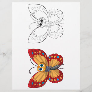 Página de coloração da borboleta de desenho