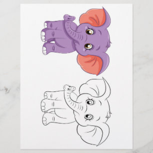 Página de coloração do elefante de desenho animado